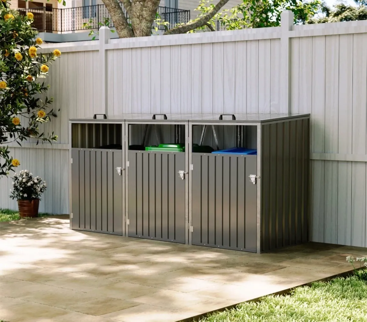 Metal Wheelie Bin Storage Shed for 3 Bins NEW - Image 1