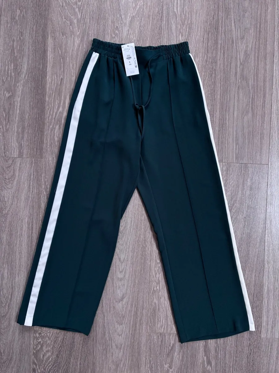 NEW Sporty white strip wide leg tailored trousers: - Image 1