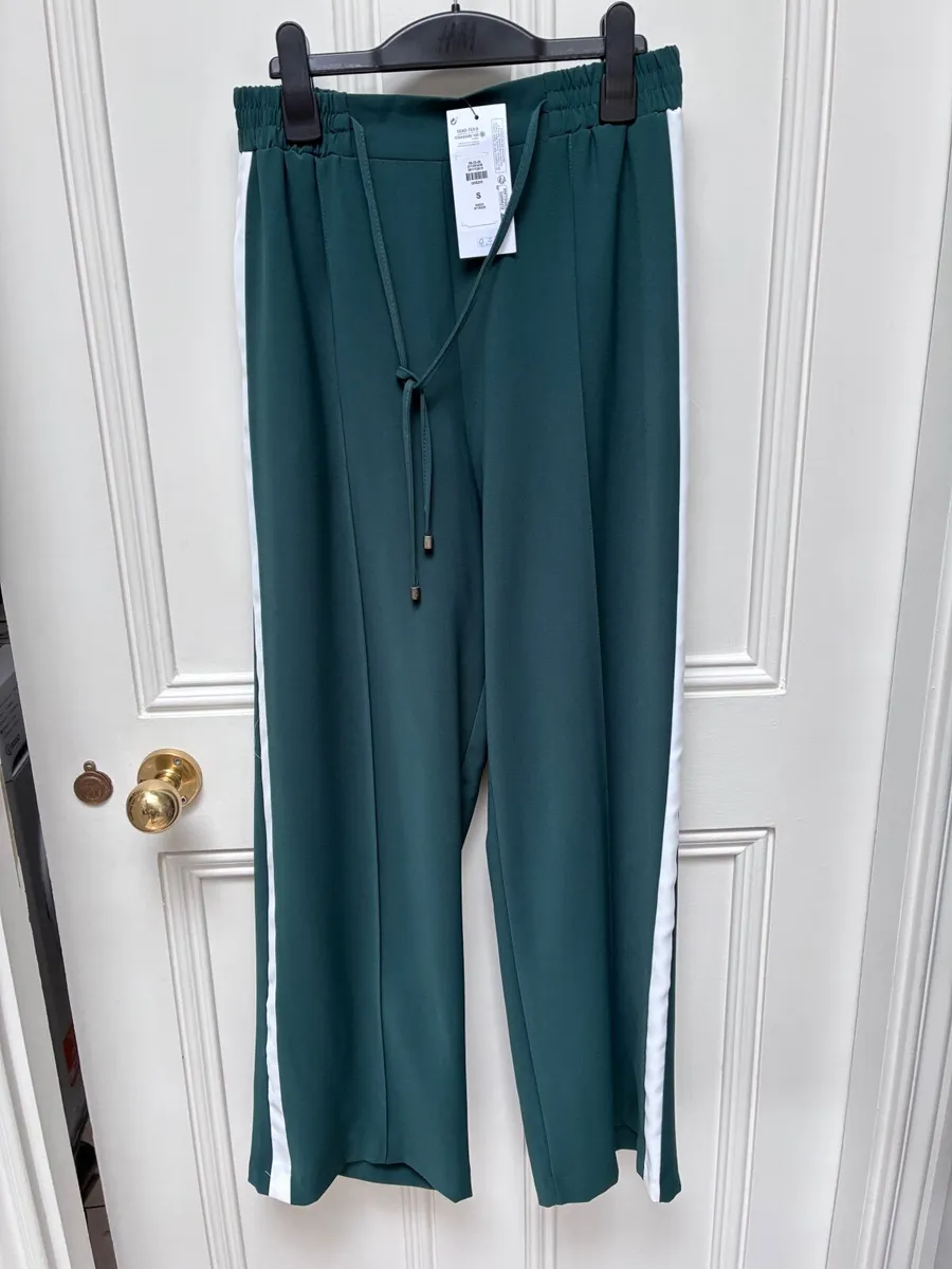 NEW Sporty white strip wide leg tailored trousers: - Image 2