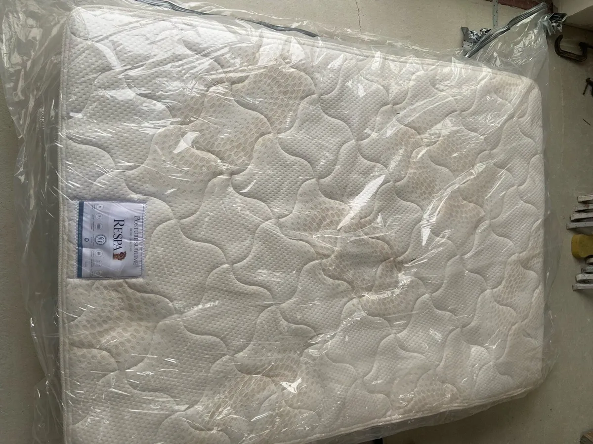 Pine Double bed Frame and Mattress - Image 1