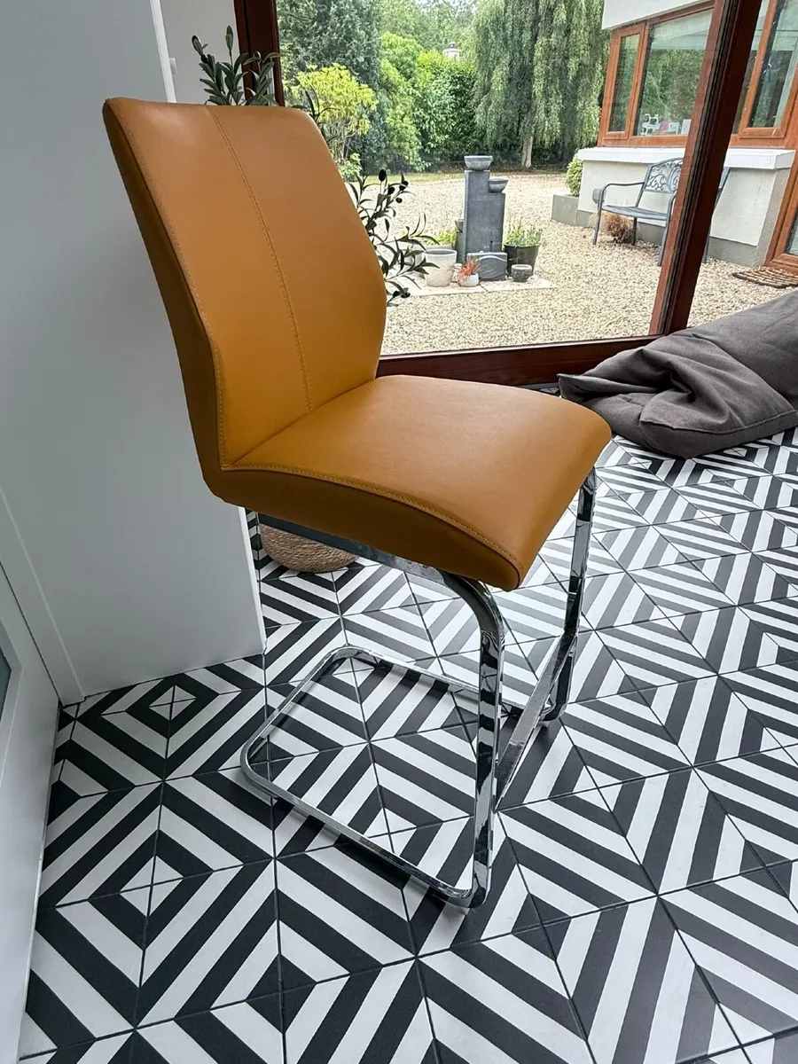 Set of 3 Yellow Leatherette Bar Stools - Image 2