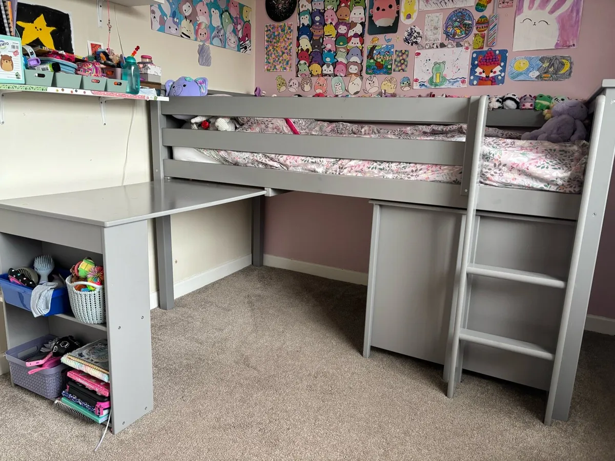 Mid Sleeper Bunk with desk, bookcase and chest - Image 2