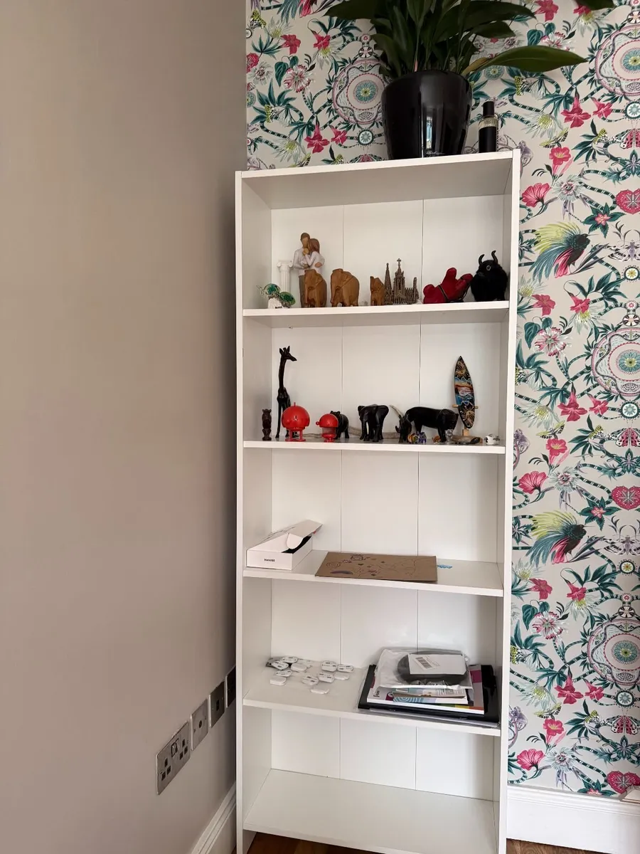 Tall White Bookcase / Display Shelving Unit