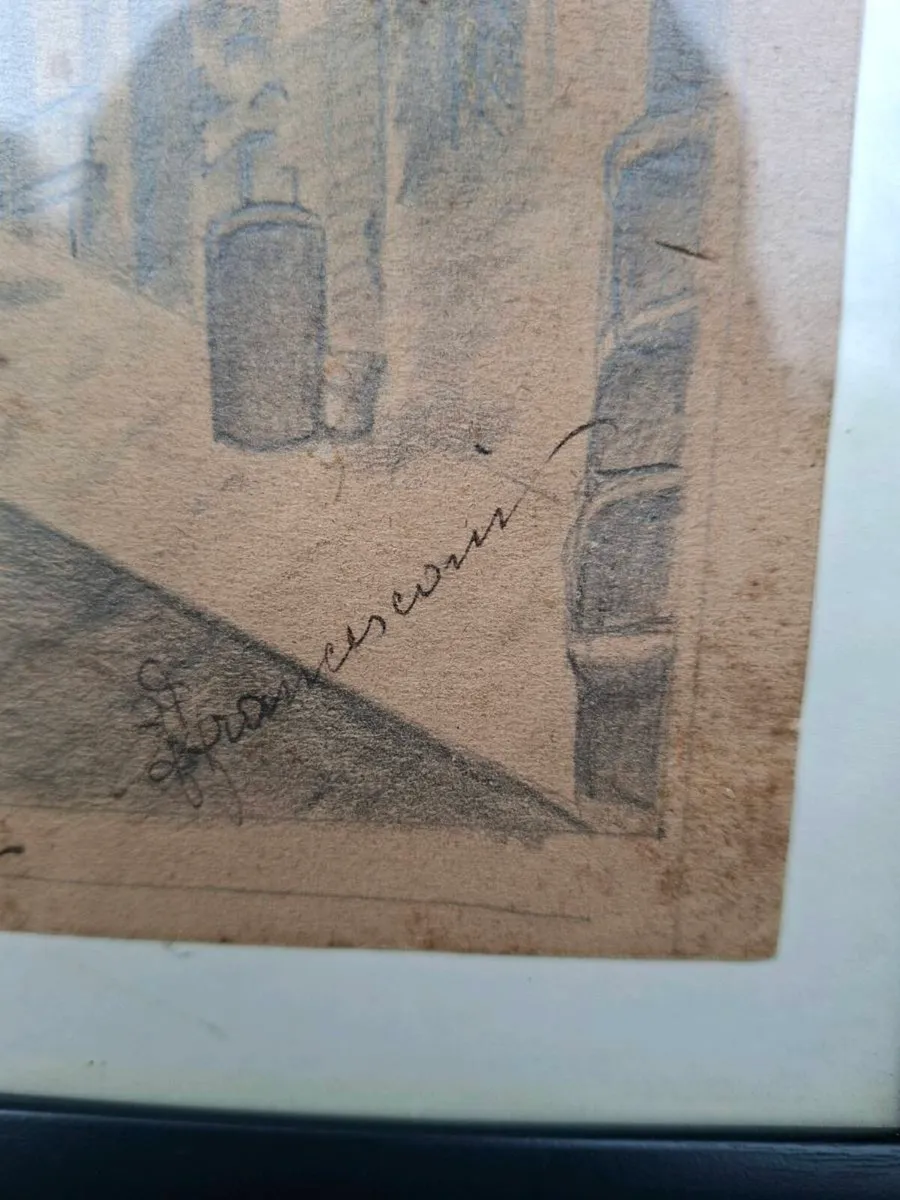 Original Vintage Italian Graphite Pencil Drawing - Image 4