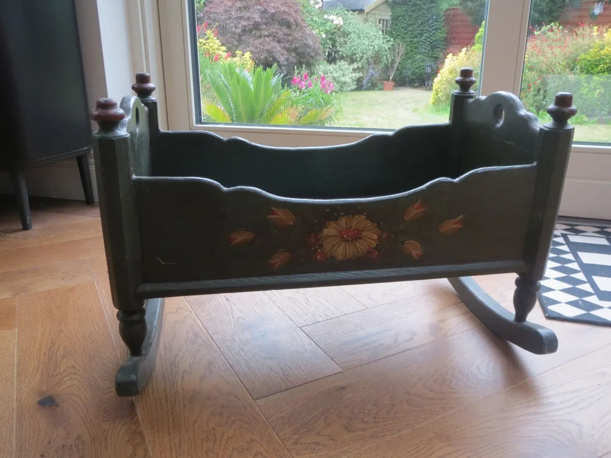 Vintage/Antique Wood Rocking Doll Cradle - Image 2