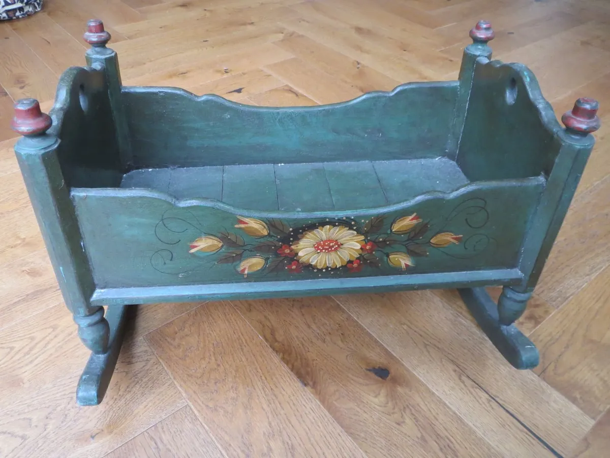 Vintage/Antique Wood Rocking Doll Cradle - Image 1