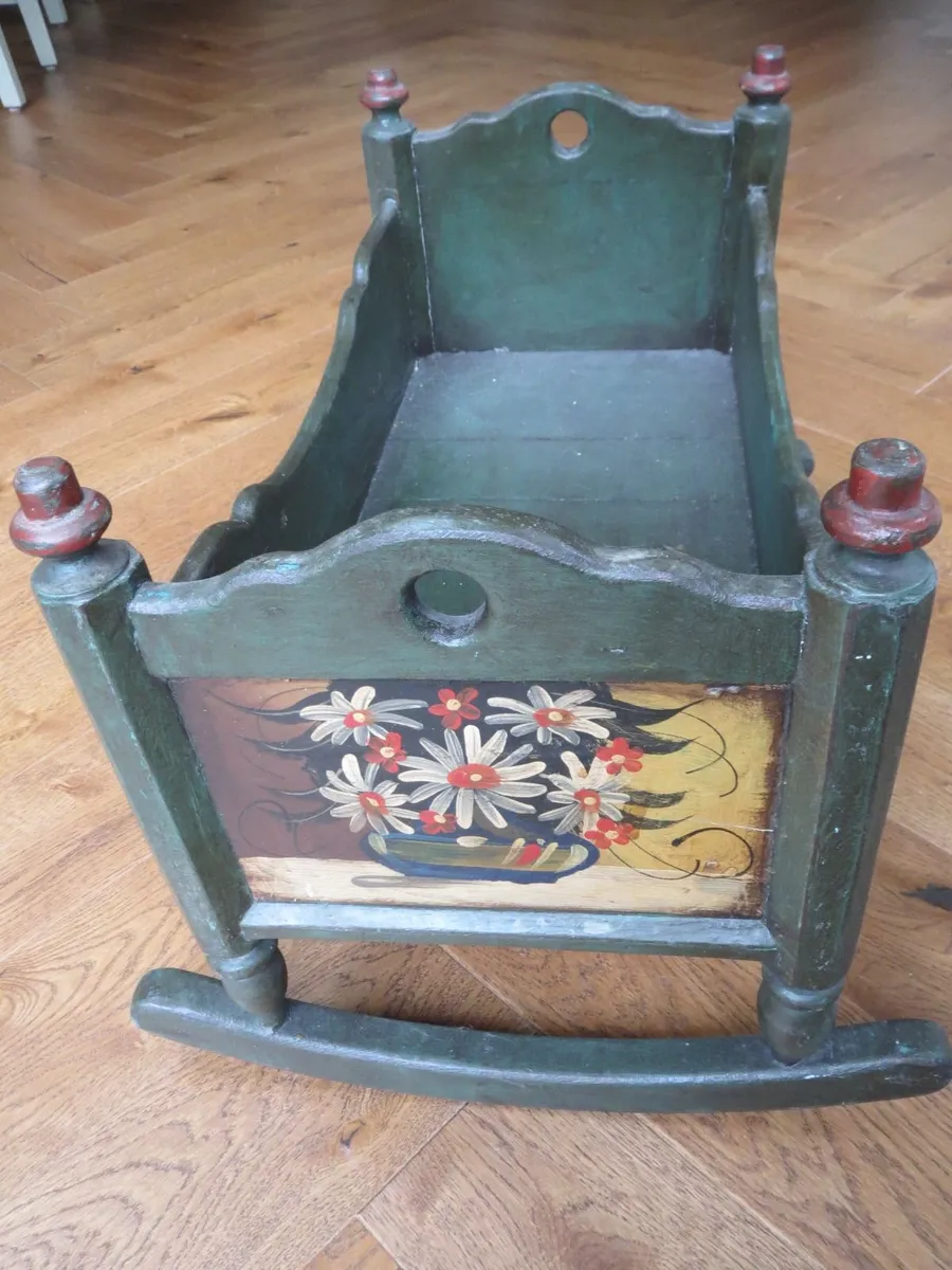 Vintage/Antique Wood Rocking Doll Cradle - Image 3