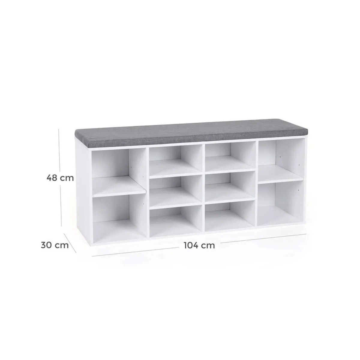 Shoe Storage Bench with Cushion 10 Compartments - Image 4
