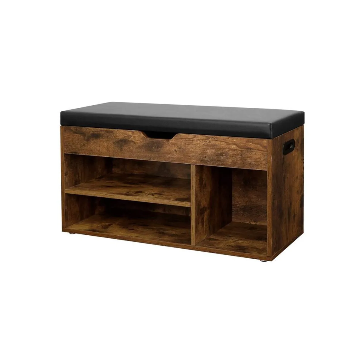 White or Vintage Brown  Padded Shoe Bench - Image 3