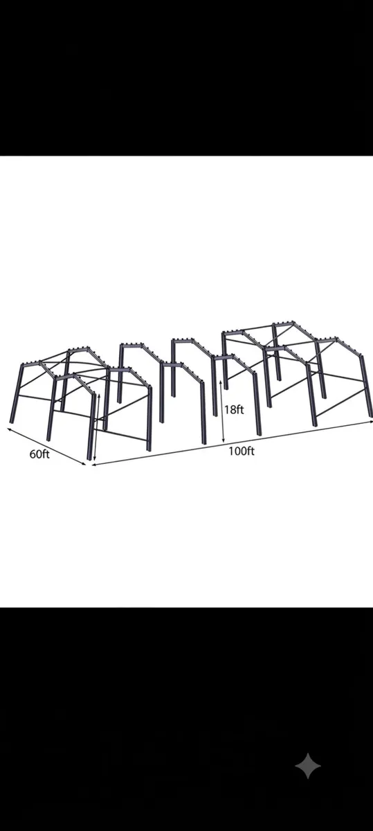 100 x 60 x 18ft Galvanised portal frame Shed - Image 1