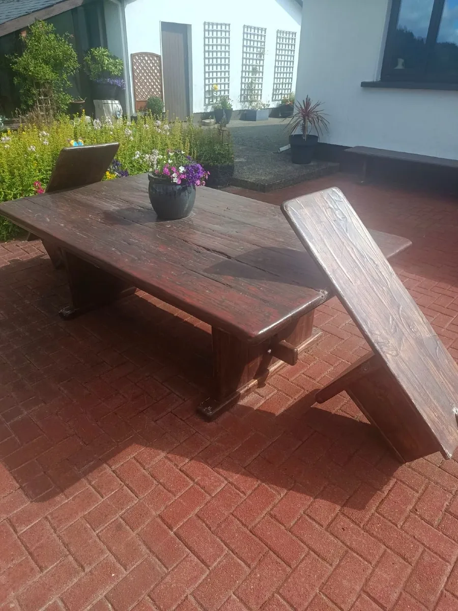 Handmade Reclaimed Wood Dining Set - Image 4