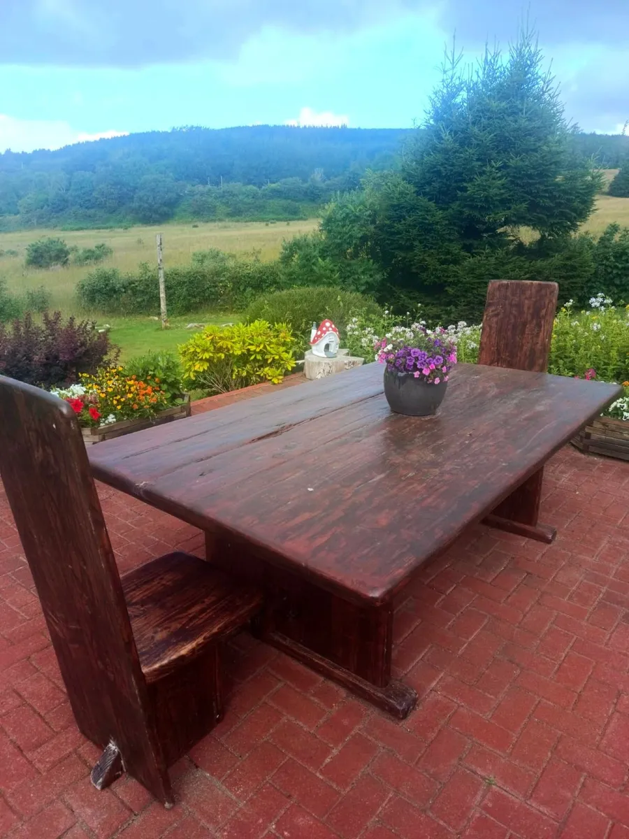 Handmade Reclaimed Wood Dining Set - Image 1