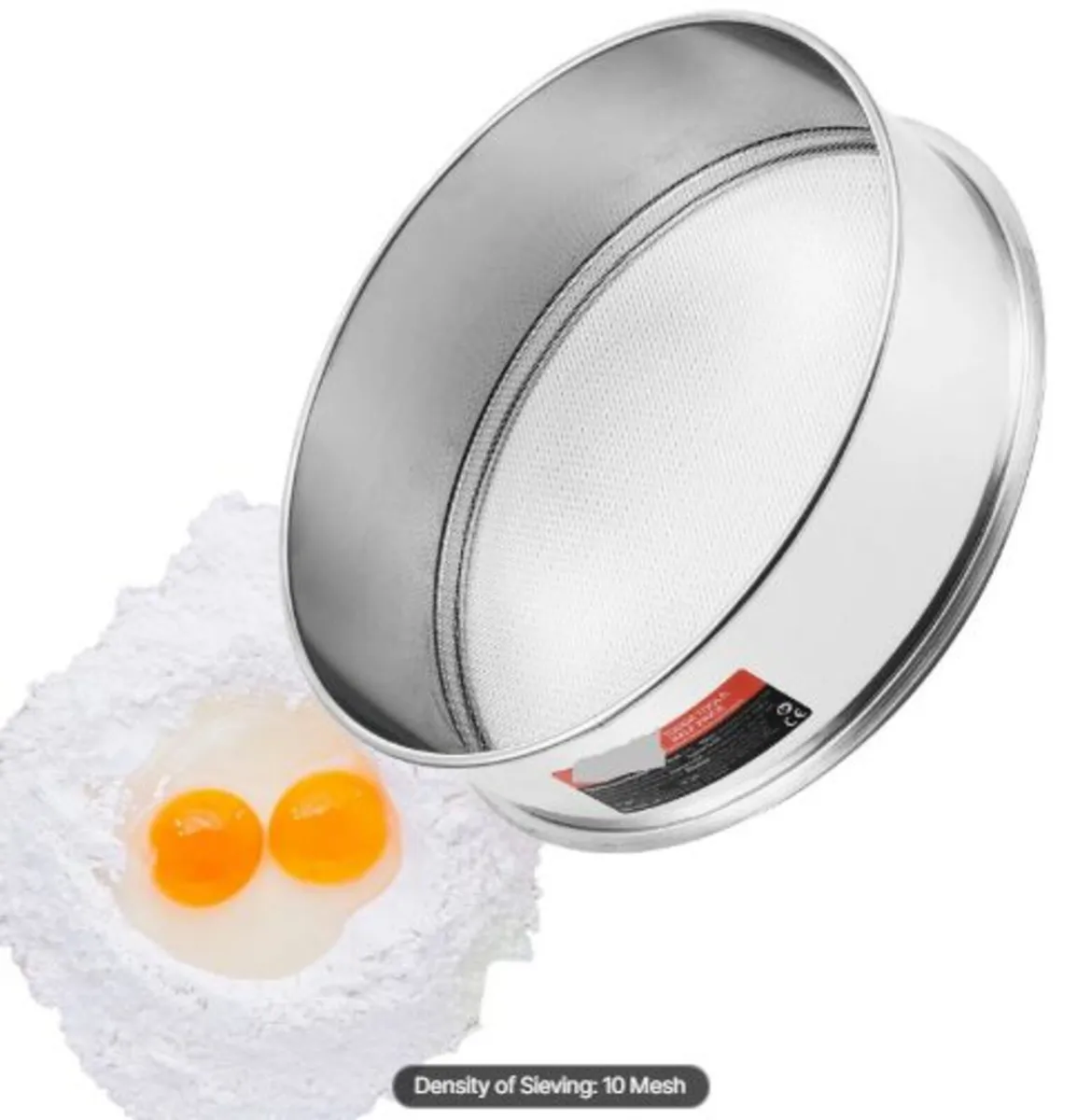 Flour Sieve Fine Mesh, 10 Mesh Flour Sifter, 304 - Image 1