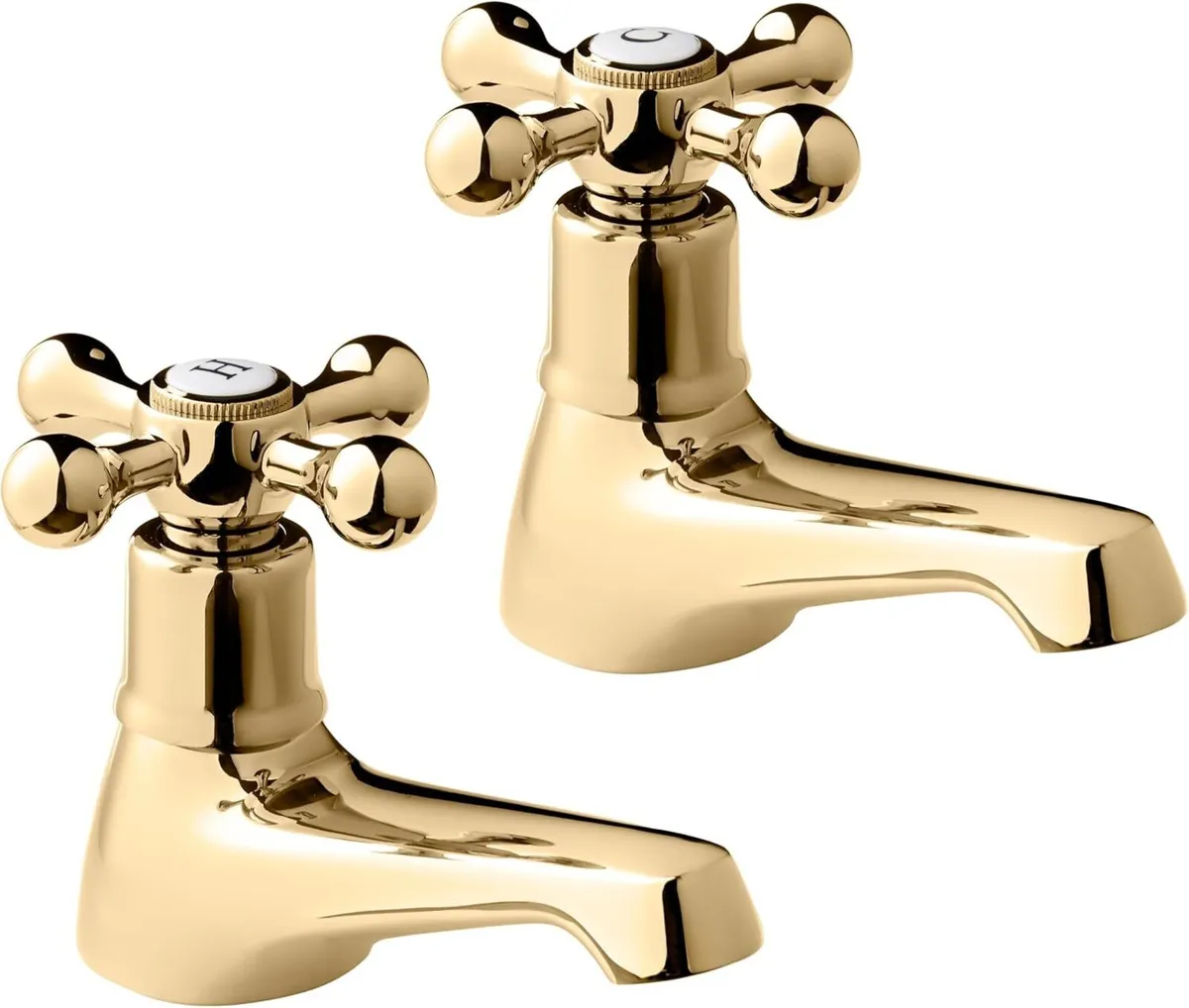 Basin Taps Traditional Brass Victorian Style Hot - Image 2