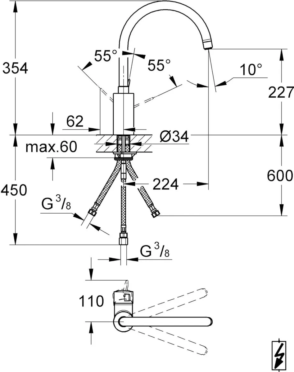 Eurosmart Cosmopolitan Kitchen Tap with High Spout - Image 3