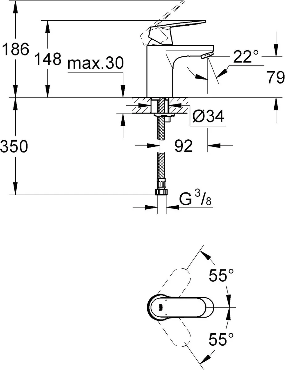 Eurosmart Cosmopolitan Bathroom Basin Mixer Tap - Image 2