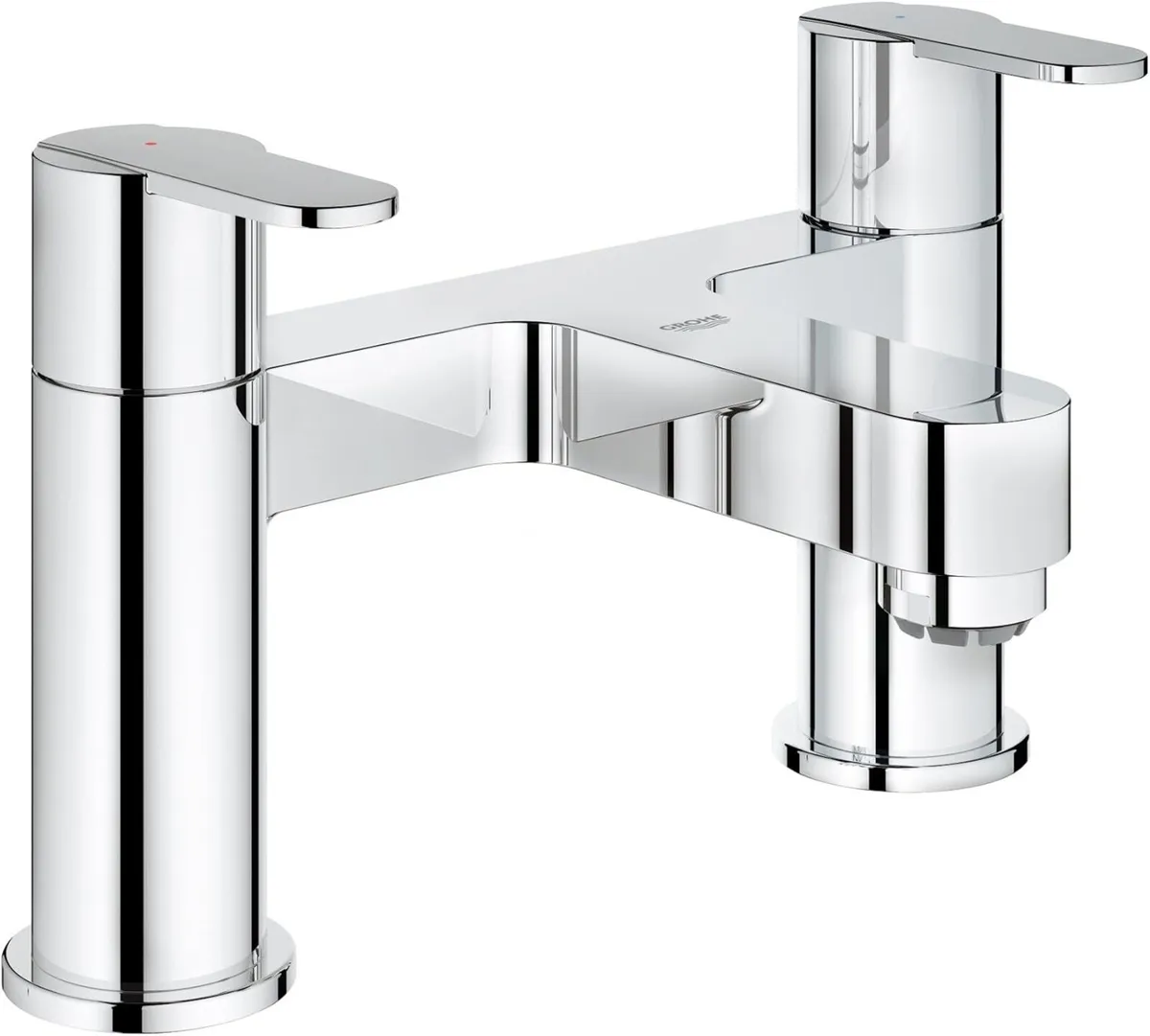 Get Twin Handle Bath Mixer Metal Handles Deck - Image 1