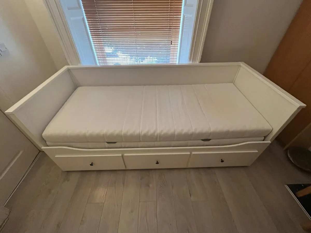 IKEA HEMNES Day Bed with 3 Drawers + 2 Mattresses - Image 1