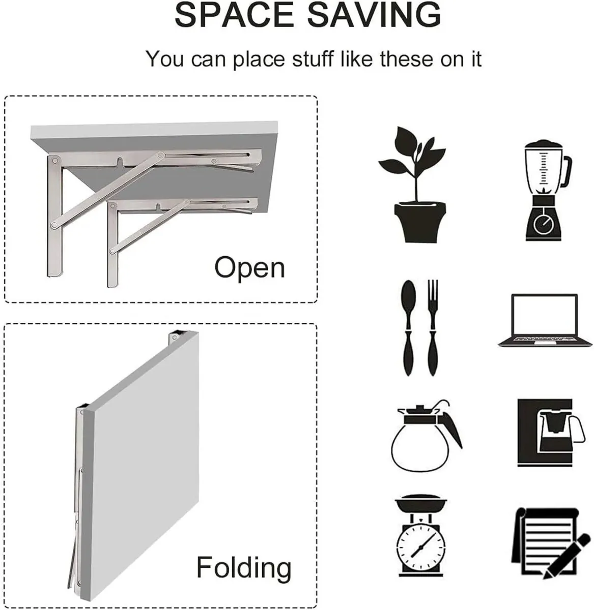 Heavy Duty, Wall Mounted, Large, Foldable, Bracket - Image 1