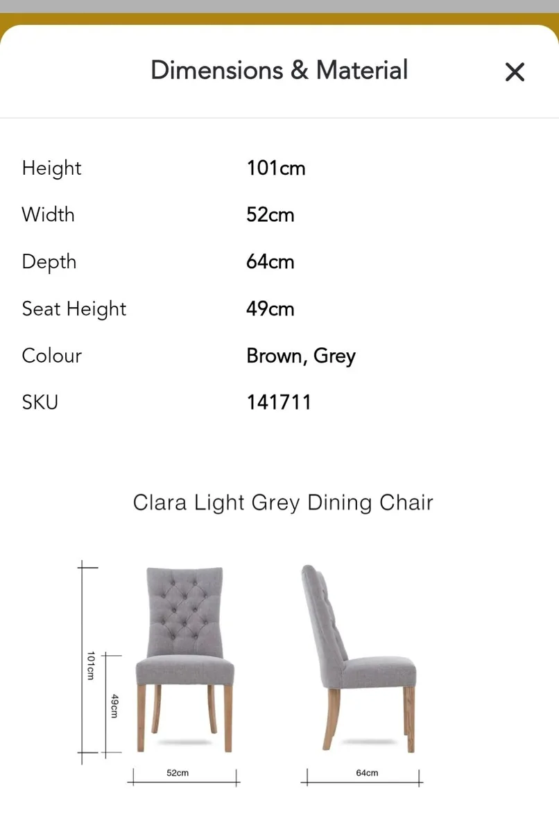 X 8 light grey fabric chairs - Image 1