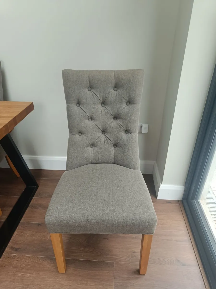 X 8 light grey fabric chairs - Image 3