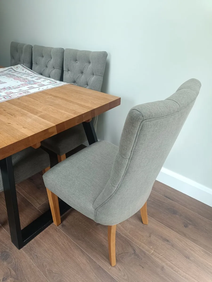 X 8 light grey fabric chairs - Image 4
