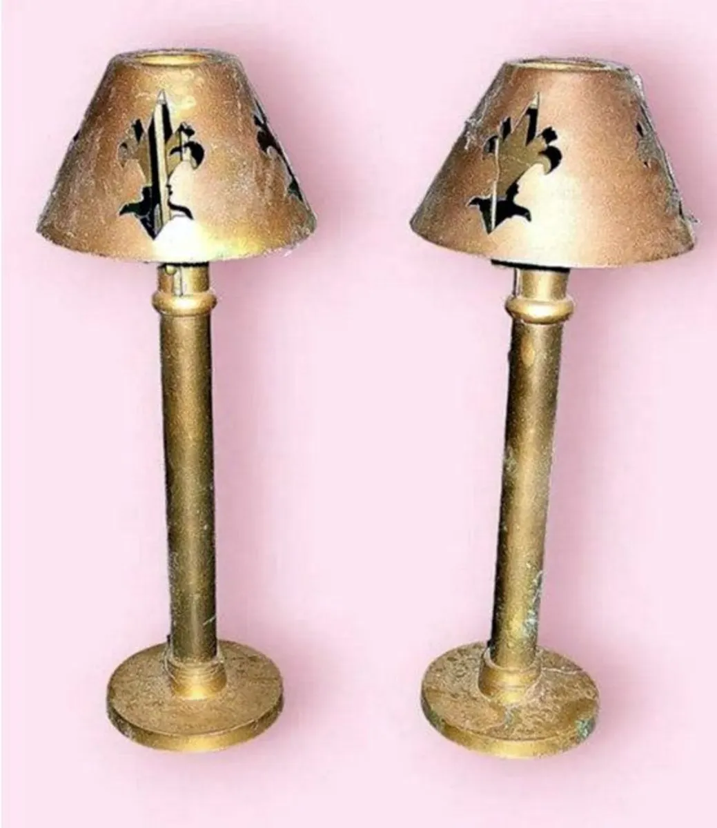 Pair of Vintage Harrods Brass Candle Lamps - Image 3