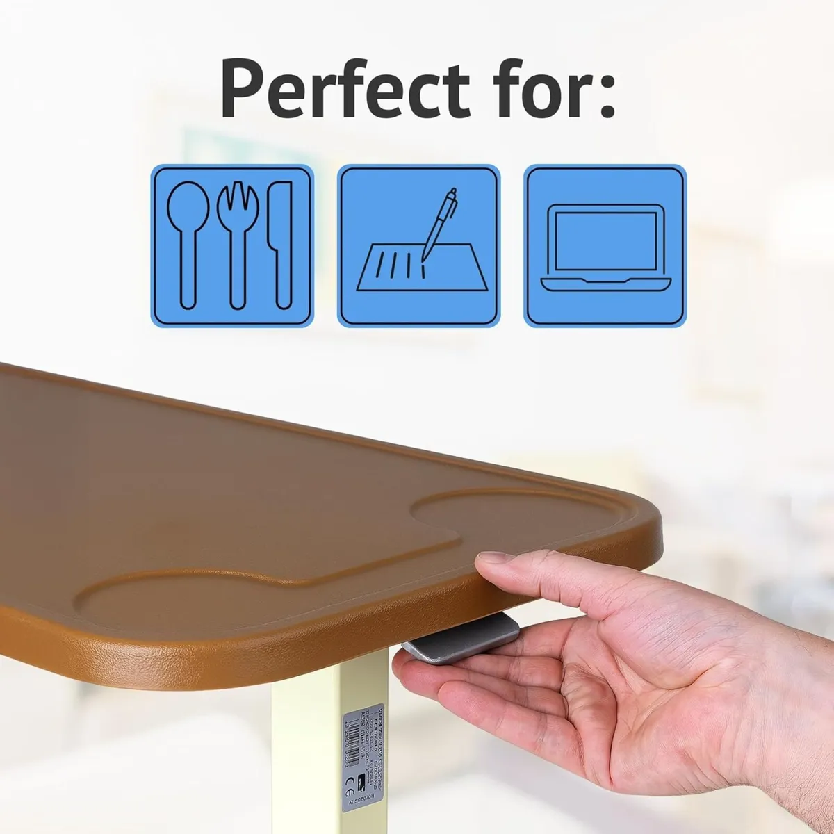Overbed Table with Wheels Adjustable Over Bed - Image 3
