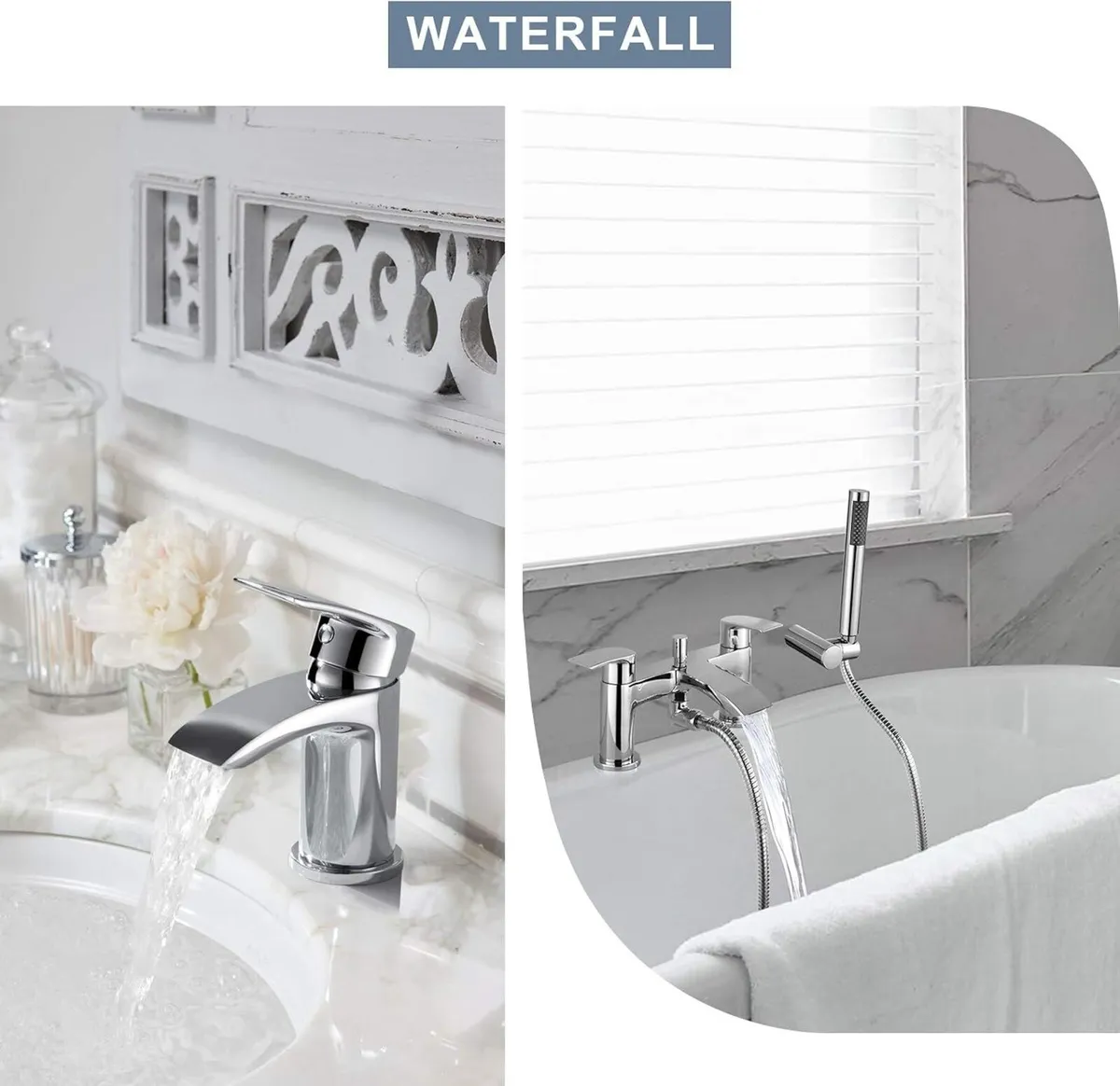 Basin and Bath Mixer Tap with Shower Attachment - Image 2