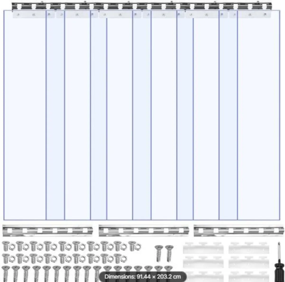 Clear PVC Strip Curtain, 2 m Height x 0.9 m Width - Image 1