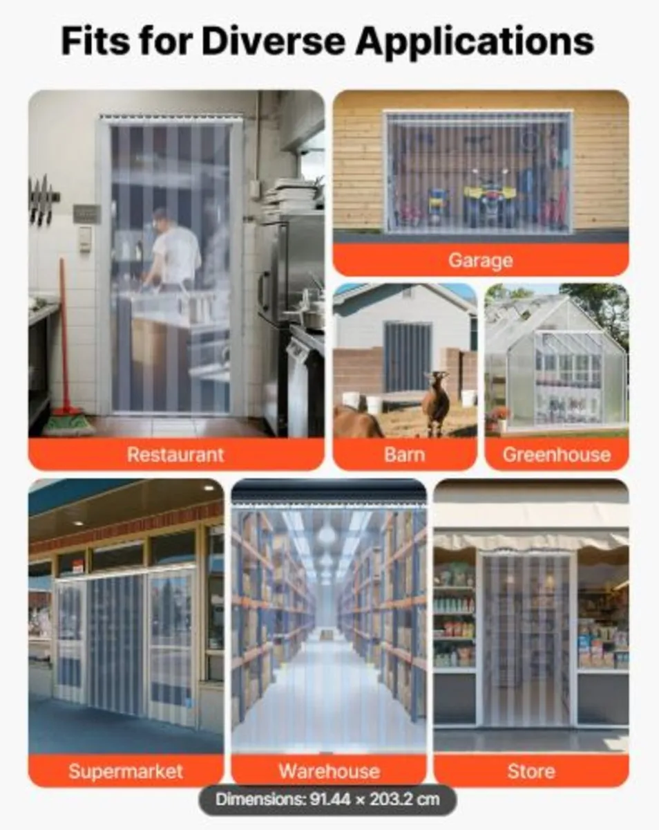 Clear PVC Strip Curtain, 2 m Height x 0.9 m Width - Image 3