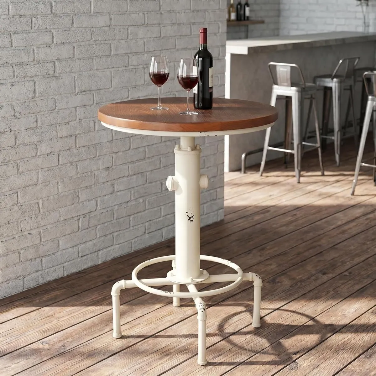 Industrial Bar Table 31.5-41.3" Adjustable Pub - Image 1
