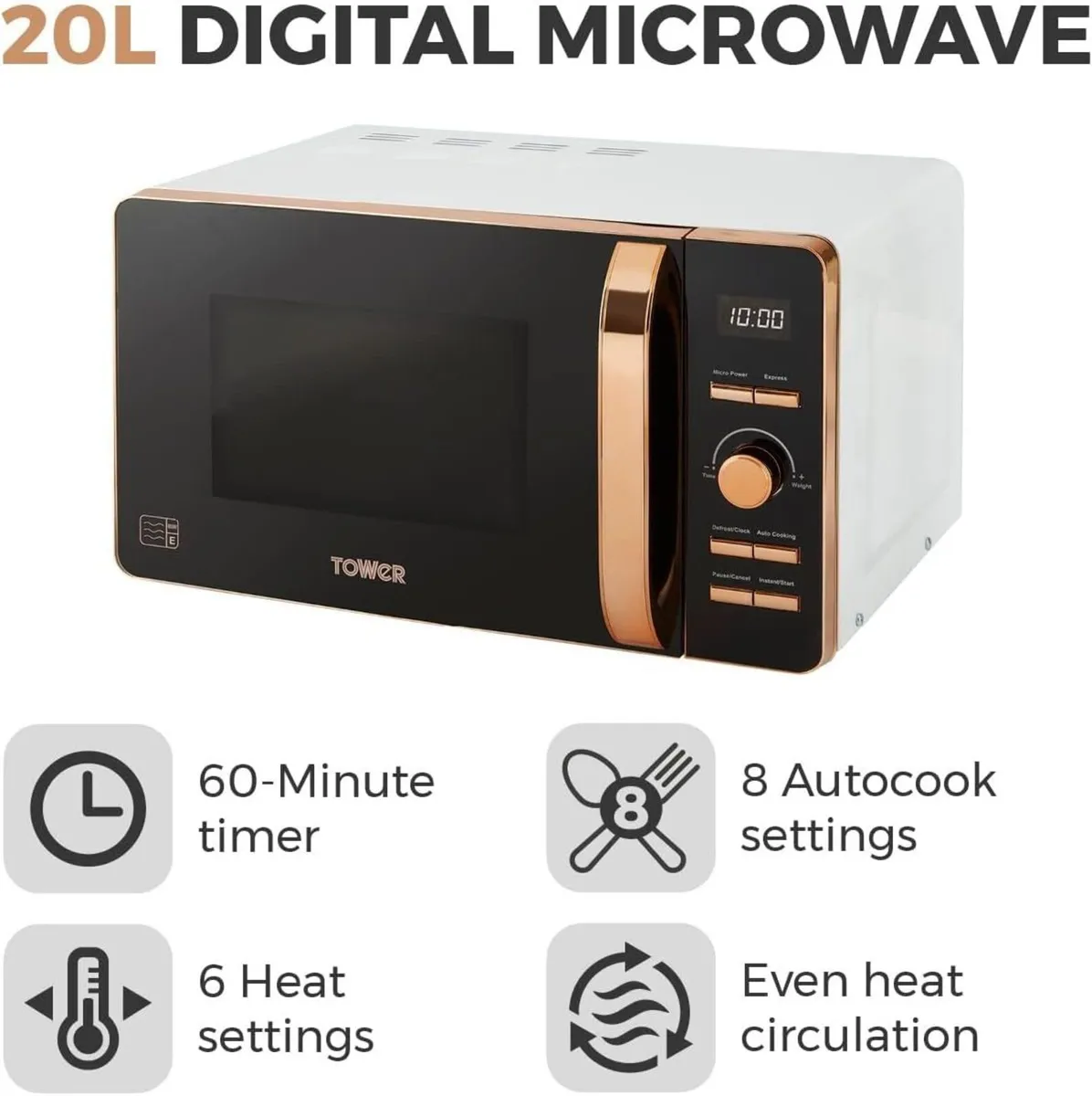 T24020 Manual Microwave with 30-Minute Timer and 6 - Image 2