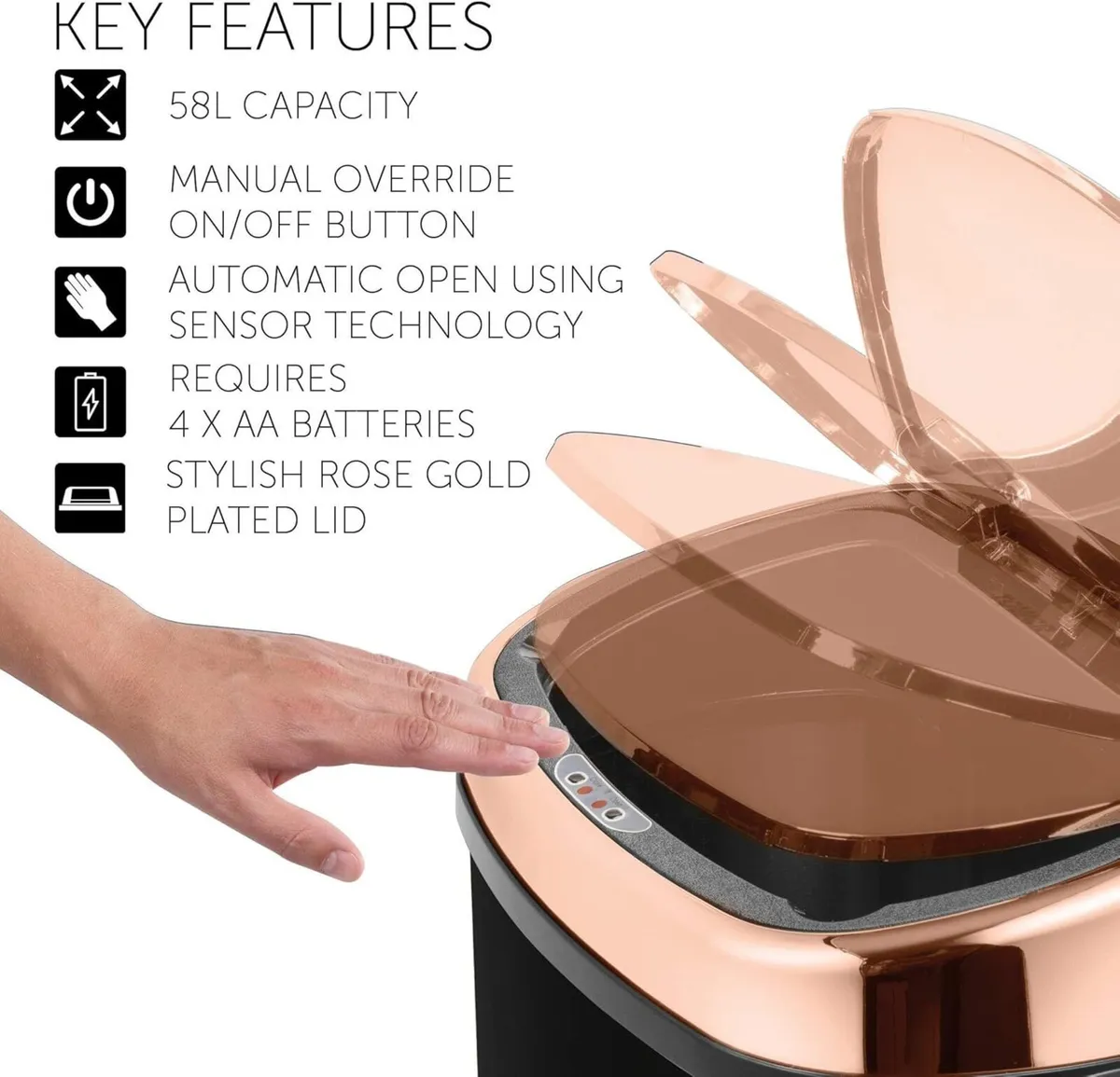 T80904rb Kitchen Bin with Sensor Lid Automatic - Image 4