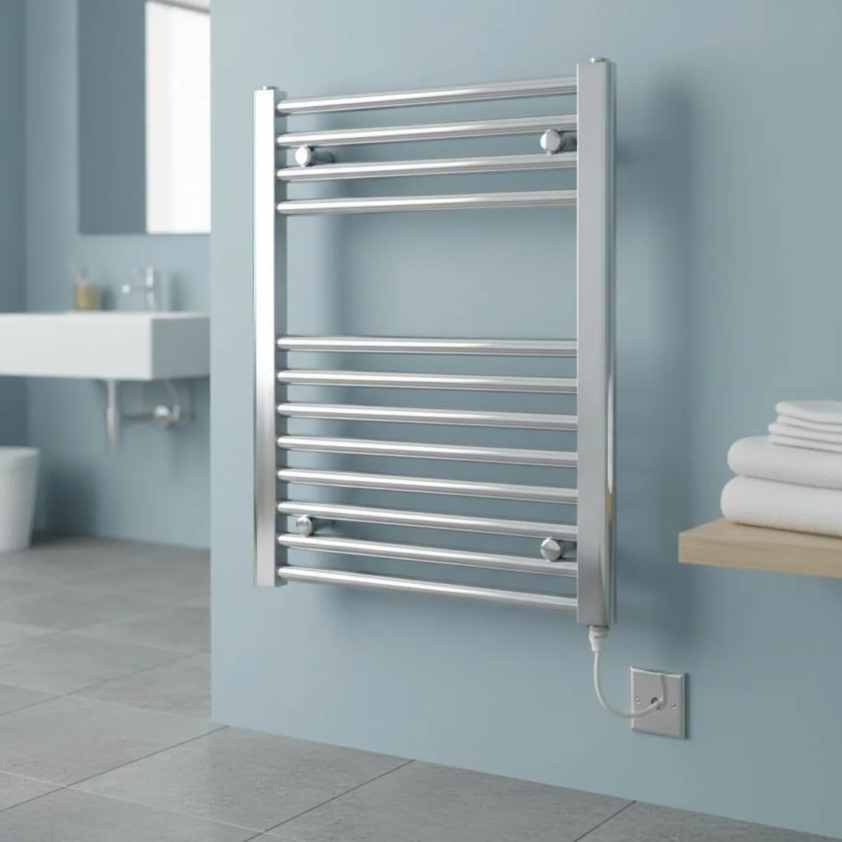 Chrome Electric Towel Rail 600MM - Image 1