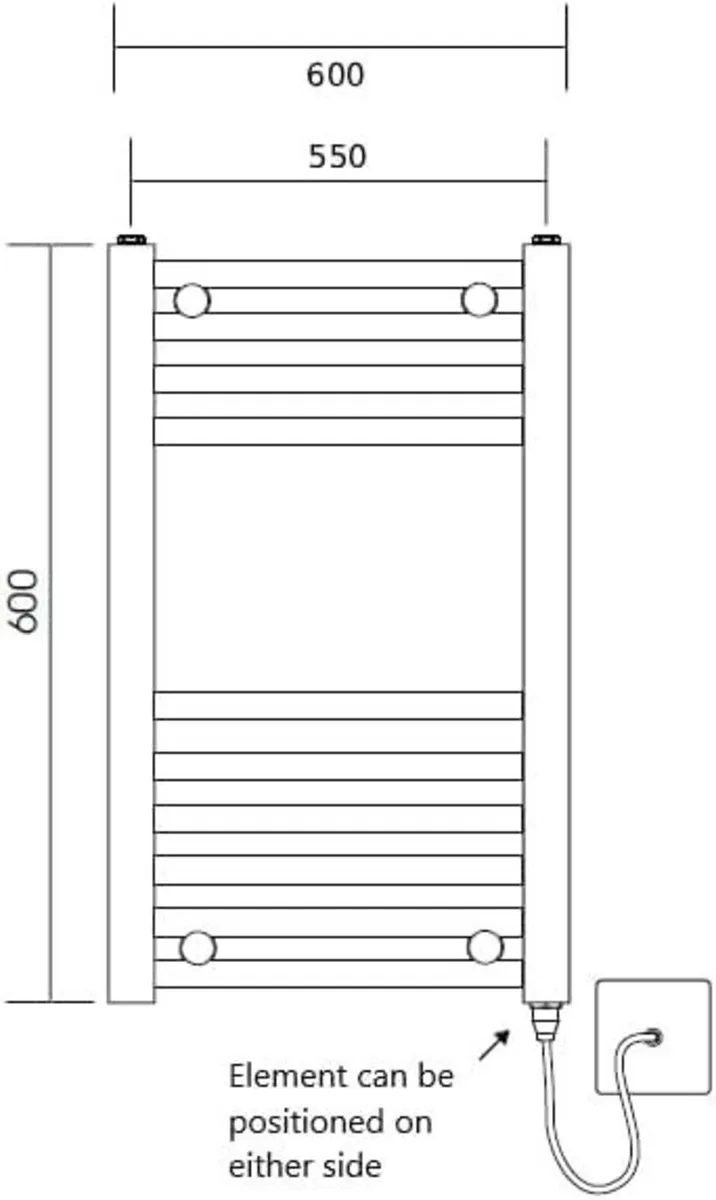 Chrome Electric Towel Rail 600MM - Image 3