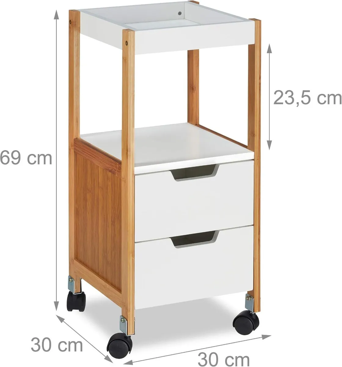 Kitchen Cart with Drawers Tea Trolley on Wheels - Image 4