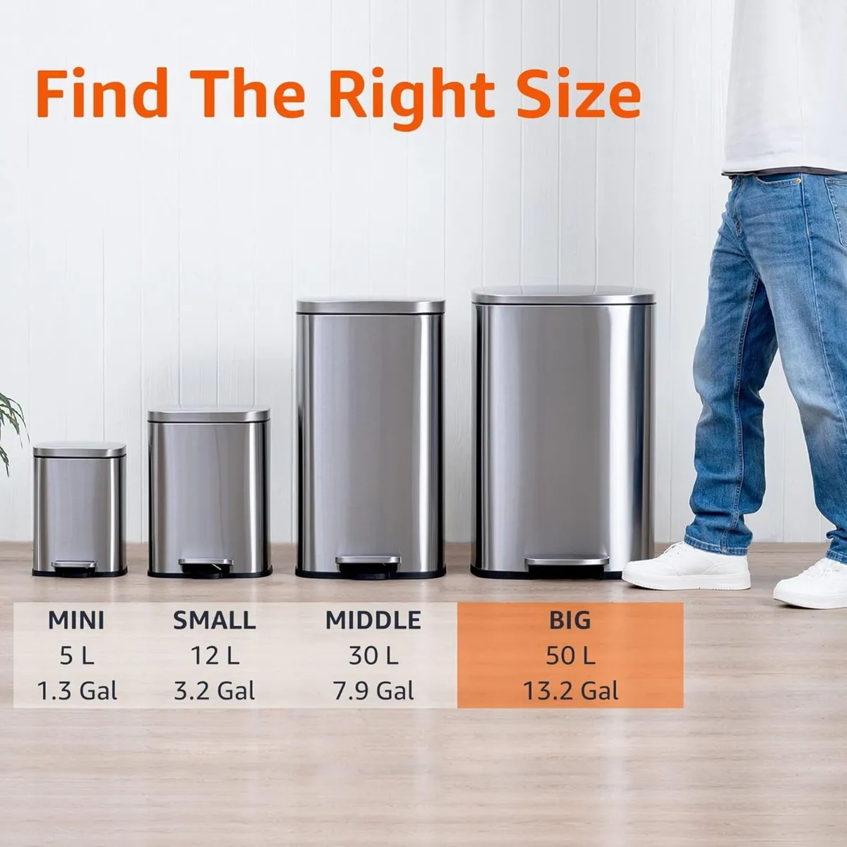 Rectangular Kitchen Bin with Steel Bar Pedal - Image 4