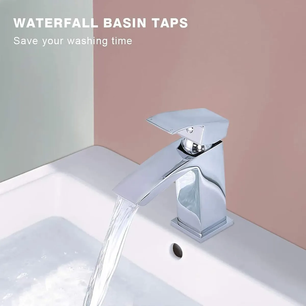 Bathroom Waterfall Basin Taps with Pop Up Waste - Image 2
