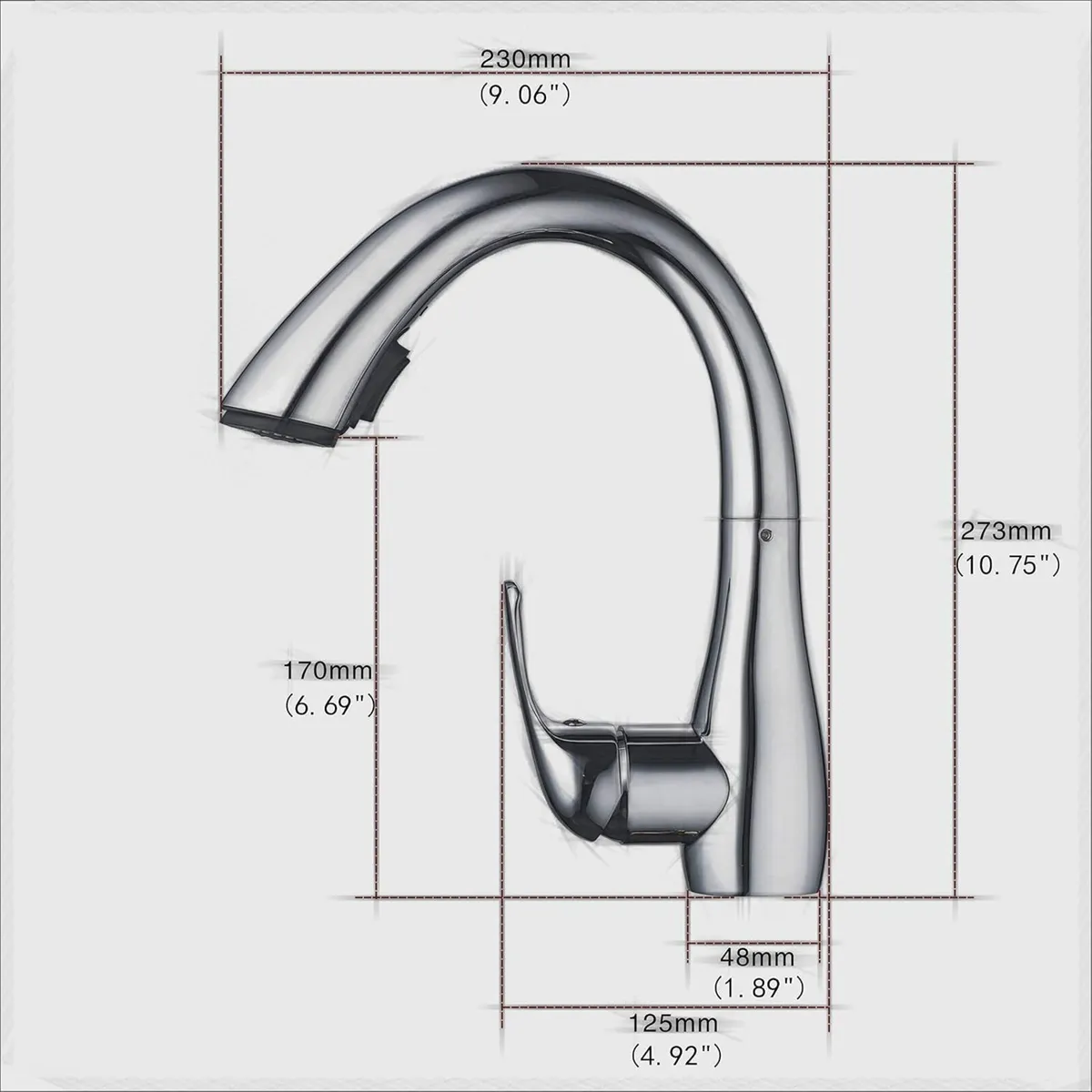 Brass Kitchen Sink Taps Pull Out Single Handle - Image 2