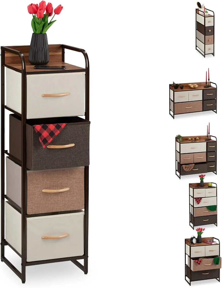 Dresser 4 Drawer Compartments with Shelf 4 Folding - Image 1