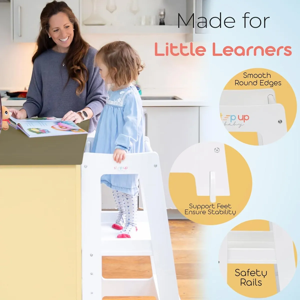Toddler Tower 3-Level Adjustable Wooden Step - Image 3