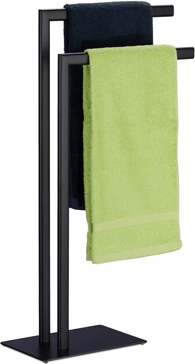 Towel Rack 2 Bars Free Standing for Bathroom - Image 1