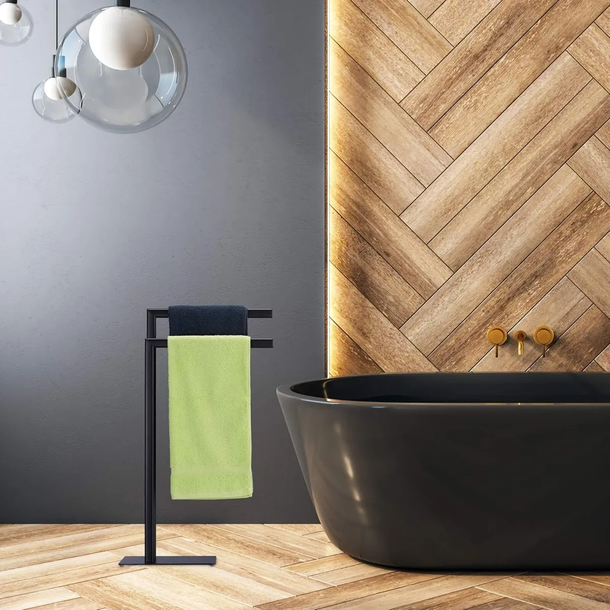 Towel Rack 2 Bars Free Standing for Bathroom - Image 2