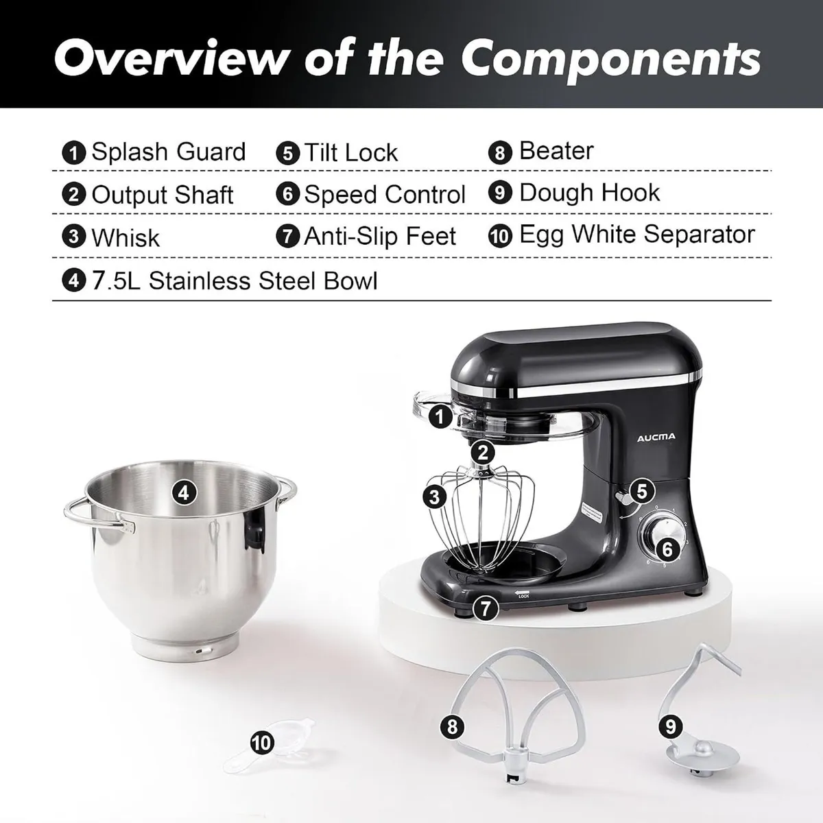 Stand Mixer 6.2L Food Electric Kitchen with Bowl - Image 3