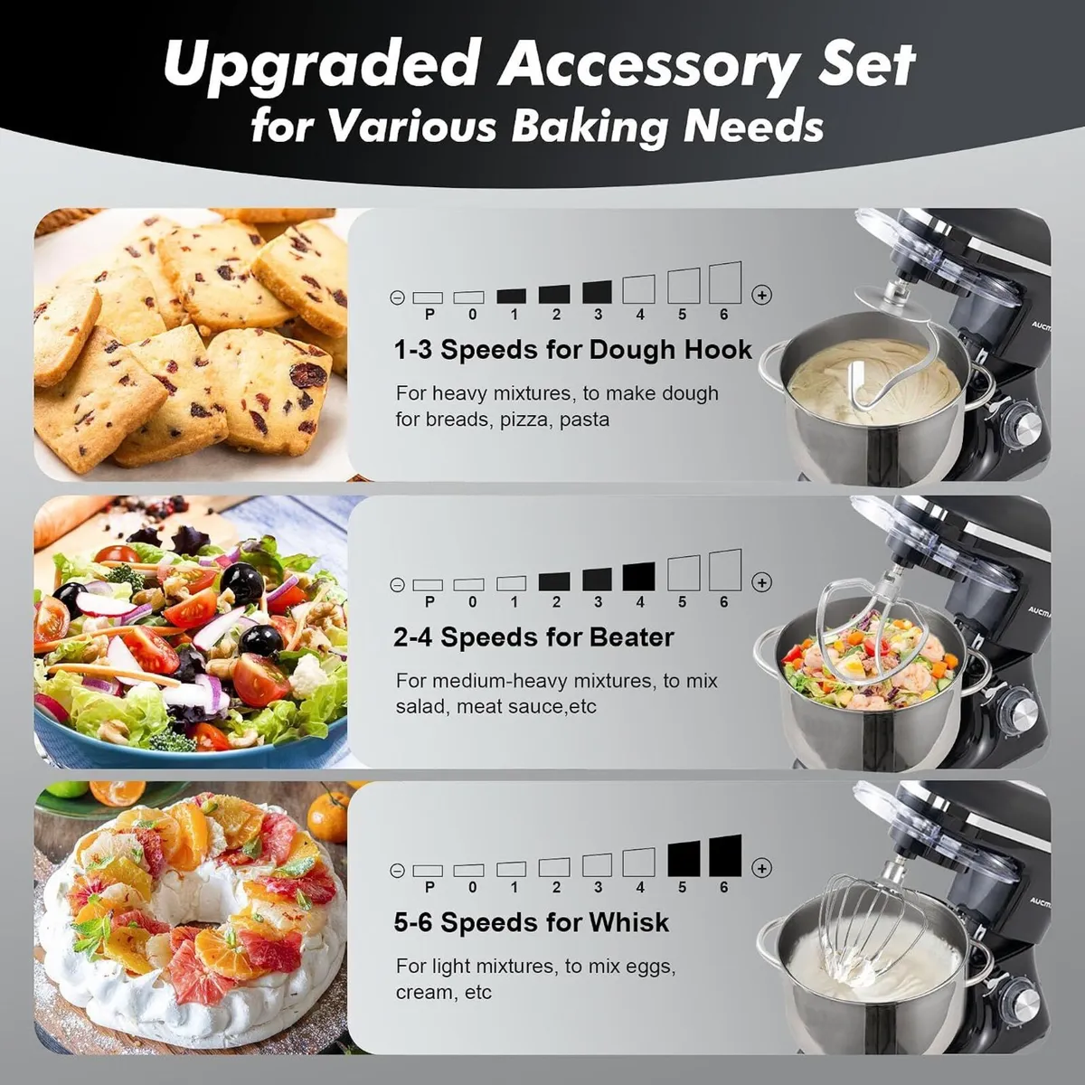 Stand Mixer 6.2L Food Electric Kitchen with Bowl - Image 4