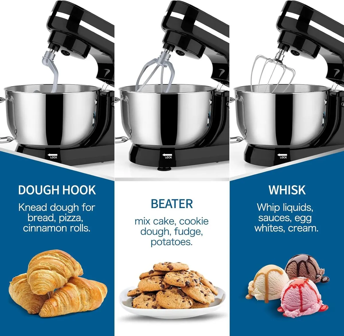 Stand Mixer 5 Quarts 8-Speed 1000W Tilt-Head Food - Image 4