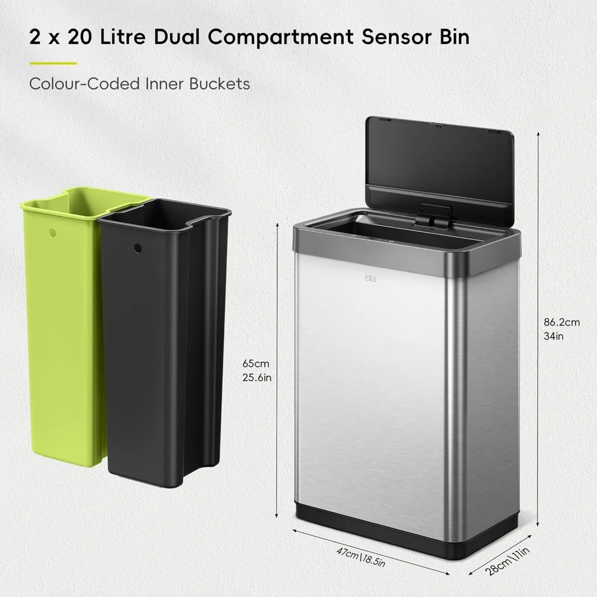 Mirage X 40L Automatic Sensor Kitchen Bin Double - Image 3