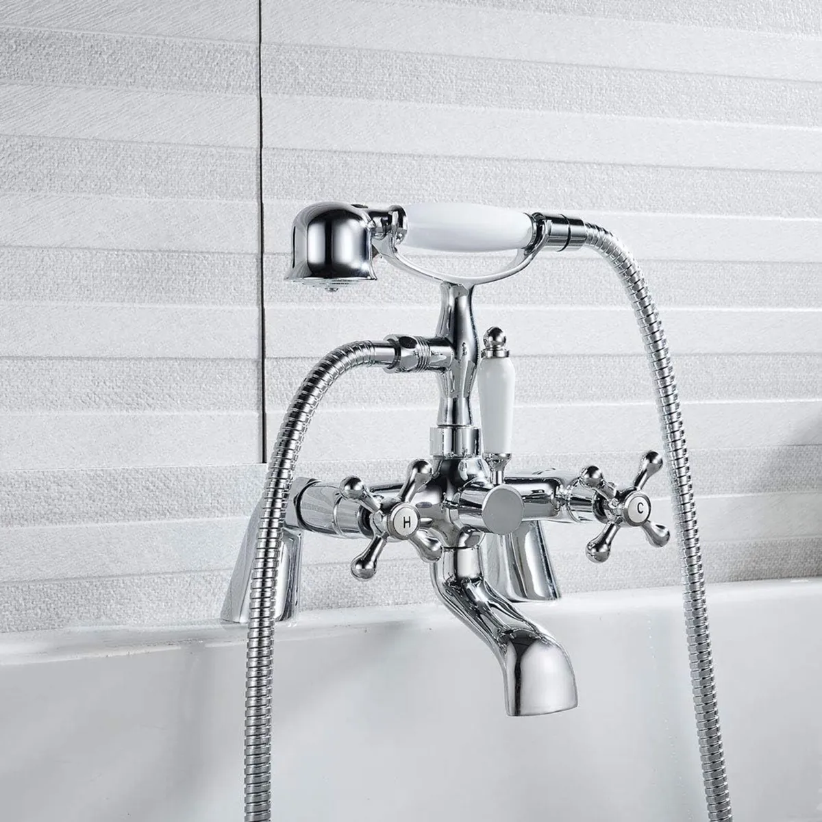 Victorian Bath Taps with Shower Traditional 1 4 - Image 2