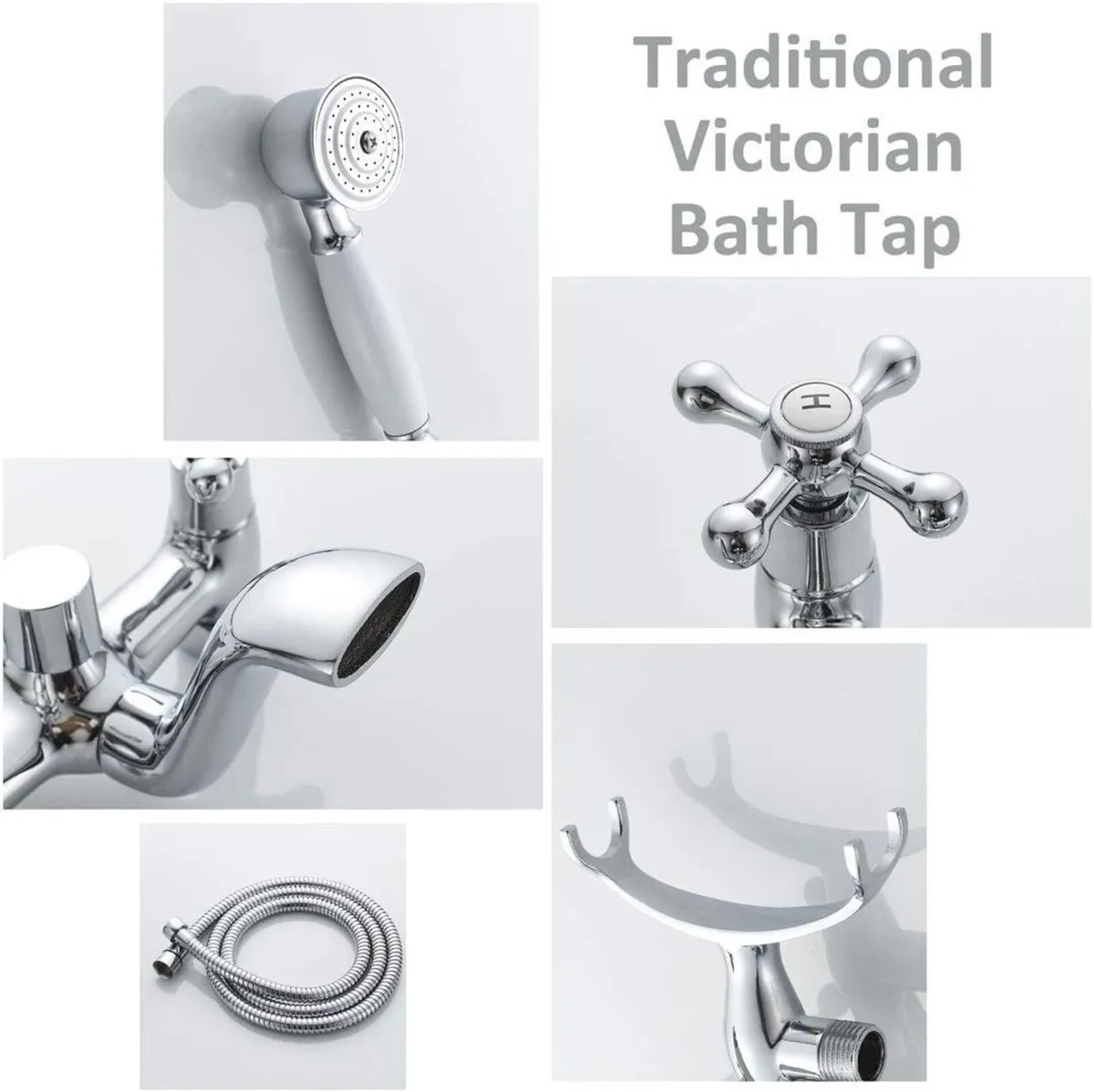 Victorian Bath Taps with Shower Traditional 1 4 - Image 4